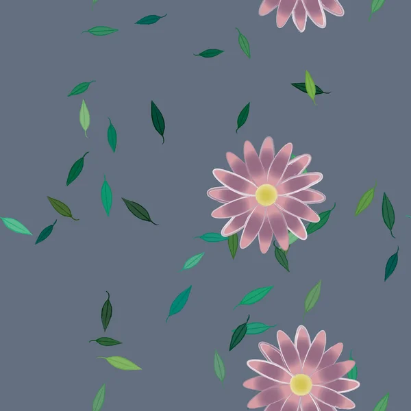 Fleurs Avec Feuilles Fond Sans Couture Illustration Vectorielle — Image vectorielle