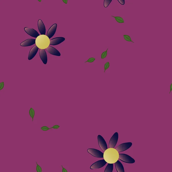 Fleurs Avec Feuilles Fond Sans Couture Illustration Vectorielle — Image vectorielle