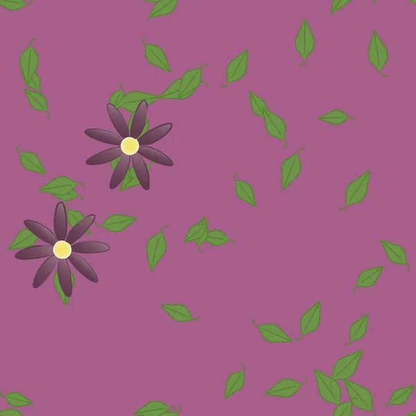 Fleurs Abstraites Avec Des Feuilles Vertes Motif Sans Couture Illustration — Image vectorielle