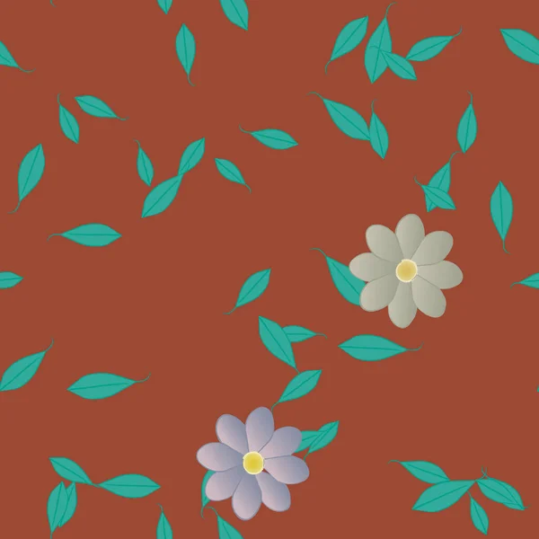 Fleurs Abstraites Avec Des Feuilles Vertes Motif Sans Couture Illustration — Image vectorielle