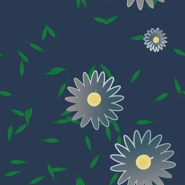 Blumen Mit Blättern Nahtloser Hintergrund Vektorillustration — Stockvektor