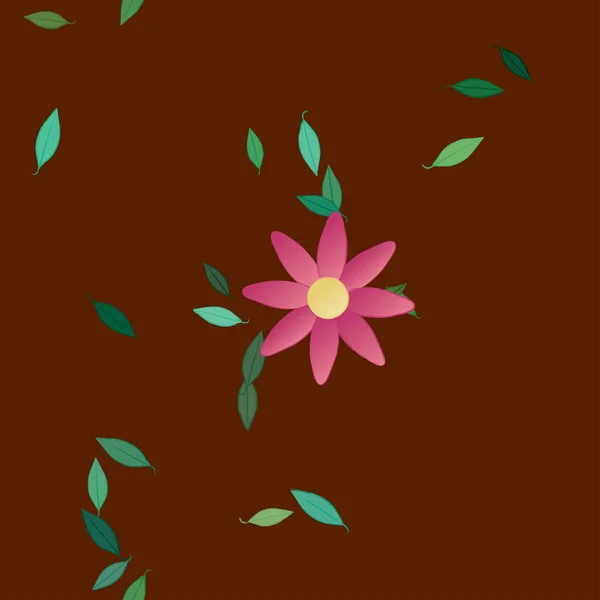 Fleurs Avec Feuilles Fond Sans Couture Illustration Vectorielle — Image vectorielle