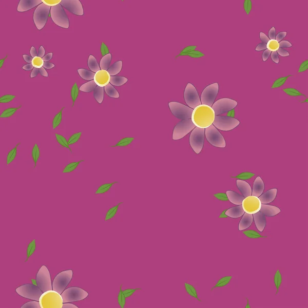 Flores Con Hojas Fondo Sin Costuras Ilustración Vectorial — Vector de stock