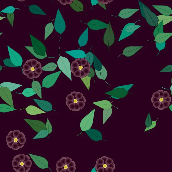 Flores Con Hojas Fondo Sin Costuras Ilustración Vectorial — Vector de stock