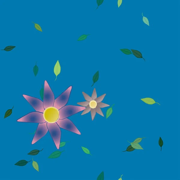 Flores Con Hojas Fondo Sin Costuras Ilustración Vectorial — Archivo Imágenes Vectoriales