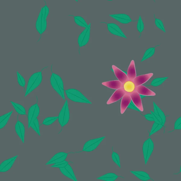 Flores Con Hojas Fondo Sin Costuras Ilustración Vectorial — Archivo Imágenes Vectoriales