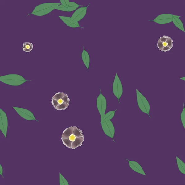 Flores Con Hojas Fondo Sin Costuras Ilustración Vectorial — Vector de stock