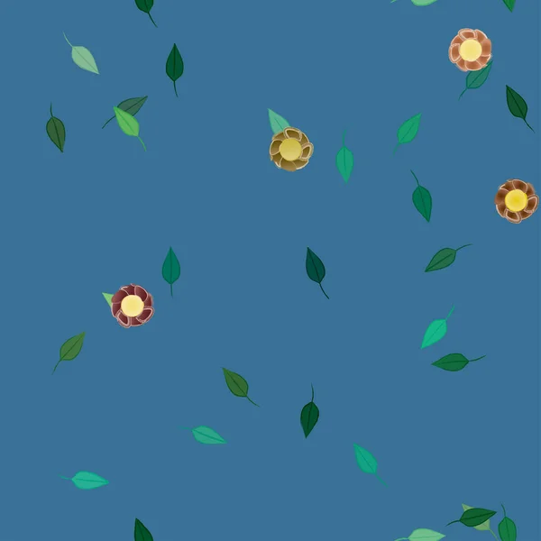 Fleurs Avec Feuilles Fond Sans Couture Illustration Vectorielle — Image vectorielle