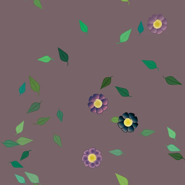 Flores Abstractas Hojas Fondo Sin Costura Ilustración Vectorial — Vector de stock