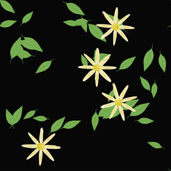 Flowers Leaves Seamless Background Vector Illustration — Stock Vector