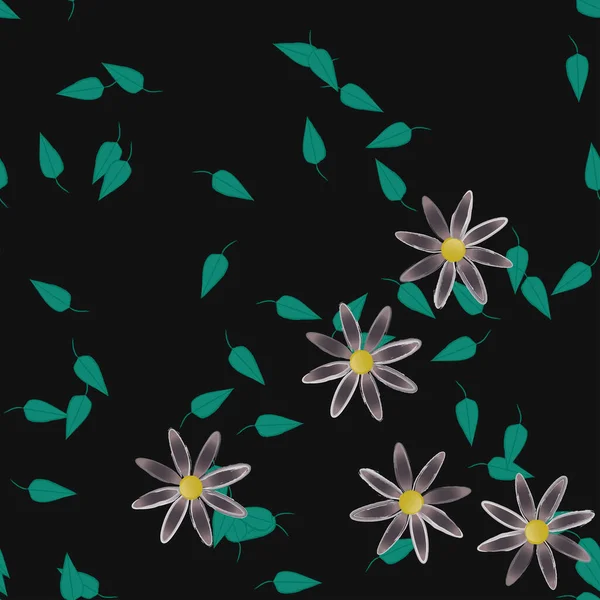 Flores Con Hojas Fondo Sin Costuras Ilustración Vectorial — Vector de stock