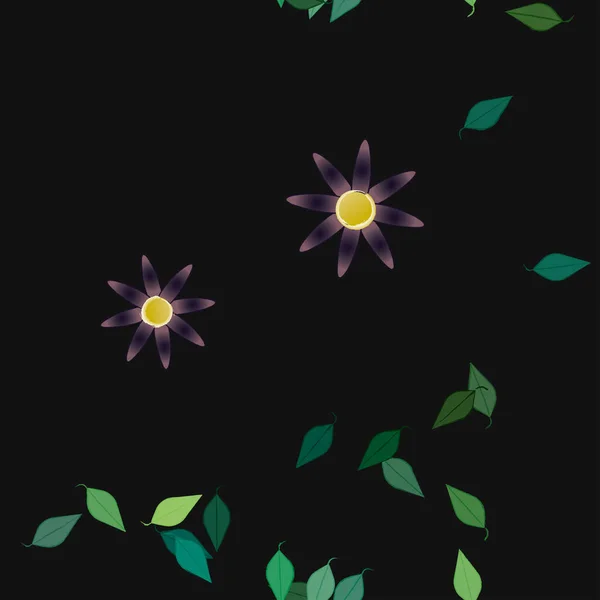 Flores Con Hojas Fondo Sin Costuras Ilustración Vectorial — Vector de stock