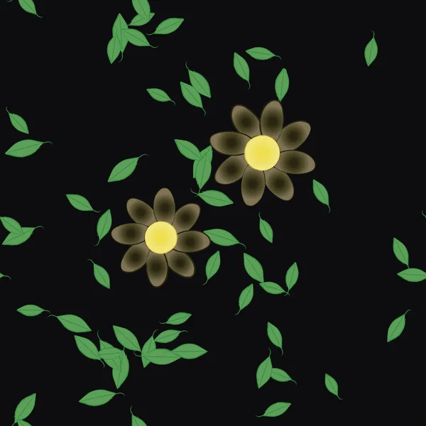 Flores Con Hojas Fondo Sin Costuras Ilustración Vectorial — Vector de stock