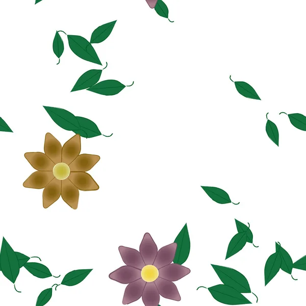 Fleurs Avec Feuilles Fond Sans Couture Illustration Vectorielle — Image vectorielle