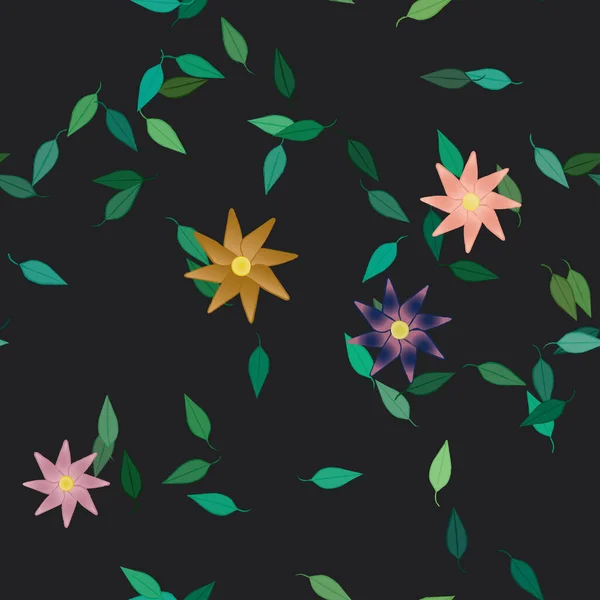 Flores Abstractas Hojas Fondo Sin Costura Ilustración Vectorial — Archivo Imágenes Vectoriales