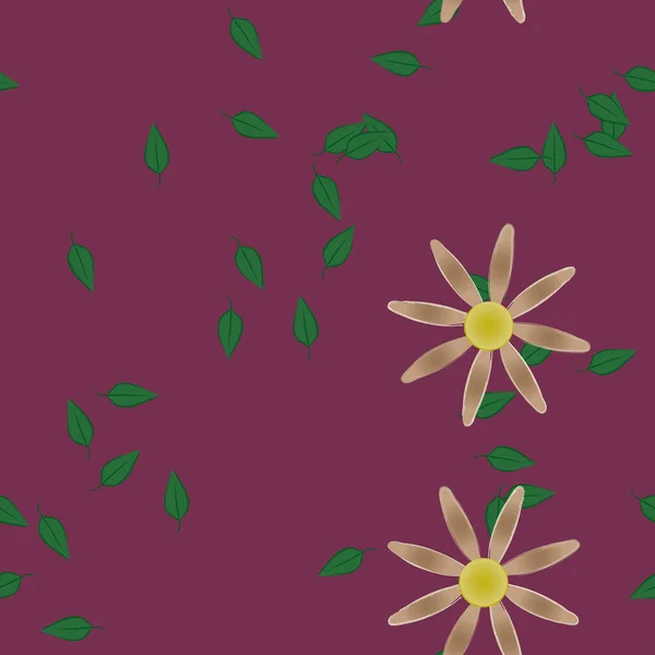 Flores Con Hojas Fondo Sin Costuras Ilustración Vectorial — Vector de stock