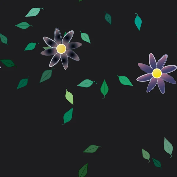 Flores Con Hojas Fondo Sin Costuras Ilustración Vectorial — Vector de stock