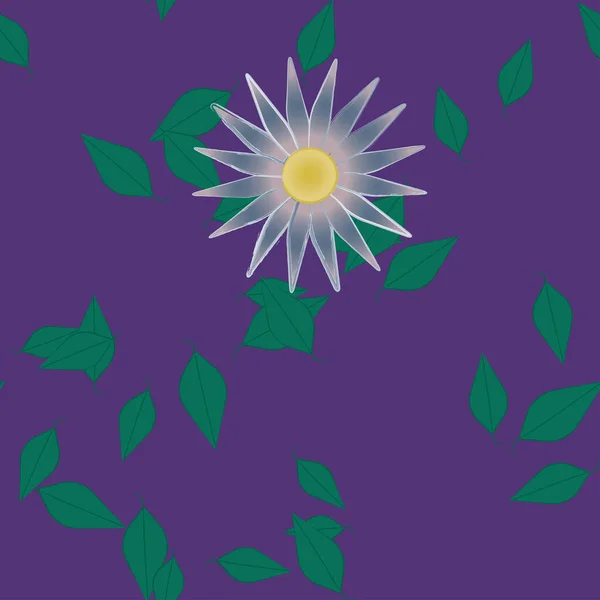 Flores Con Hojas Fondo Sin Costuras Ilustración Vectorial — Archivo Imágenes Vectoriales