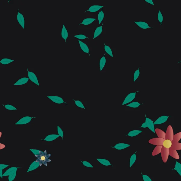 Flores Con Hojas Fondo Sin Costuras Ilustración Vectorial — Vector de stock