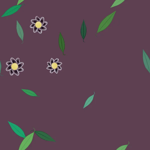 Flores Con Hojas Fondo Sin Costuras Ilustración Vectorial — Vector de stock