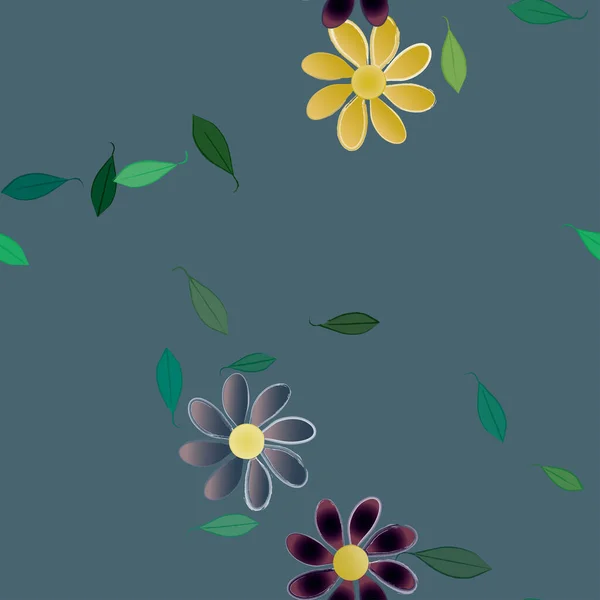 Flores Con Hojas Fondo Sin Costuras Ilustración Vectorial — Vector de stock