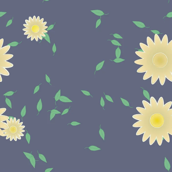 Flores Com Folhas Sem Costura Fundo Ilustração Vetorial — Vetor de Stock