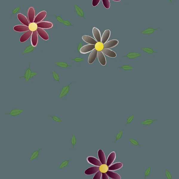 Bloemen Met Bladeren Naadloze Achtergrond Vector Illustratie — Stockvector