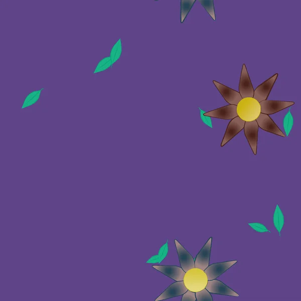 Flores Con Hojas Fondo Sin Costuras Ilustración Vectorial — Archivo Imágenes Vectoriales