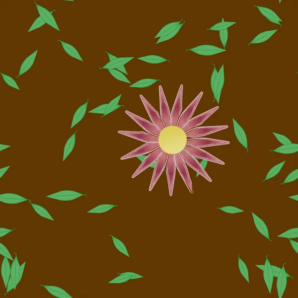 Flores Con Hojas Fondo Sin Costuras Ilustración Vectorial — Vector de stock