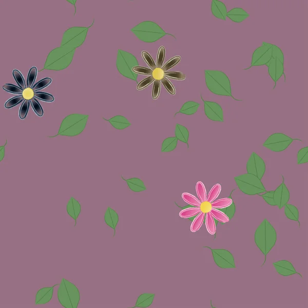 Flores Abstractas Hojas Fondo Sin Costura Ilustración Vectorial — Vector de stock