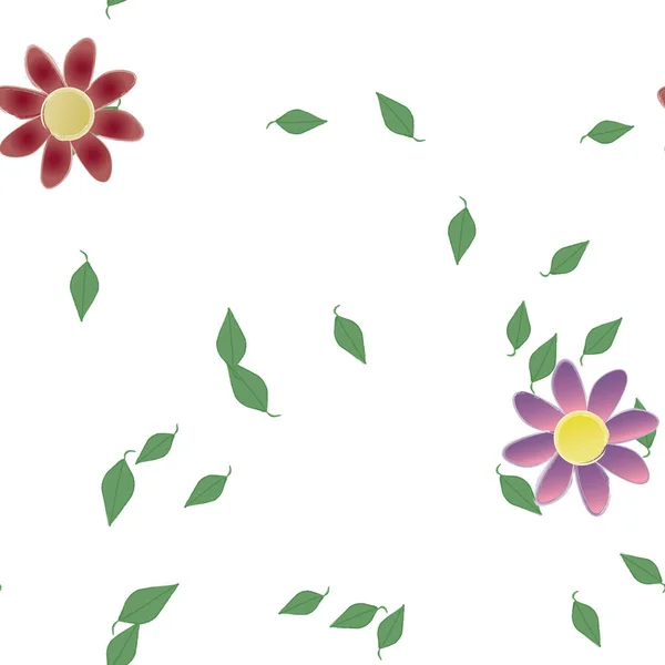 Flores Con Hojas Fondo Sin Costuras Ilustración Vectorial — Vector de stock