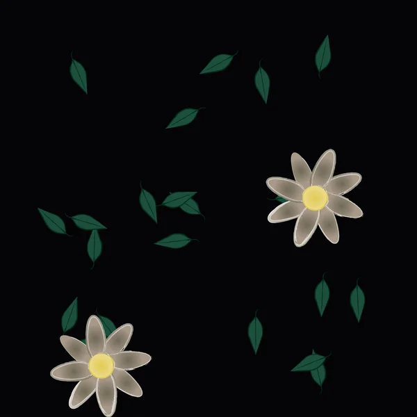 Bloemen Met Bladeren Naadloze Achtergrond Vector Illustratie — Stockvector