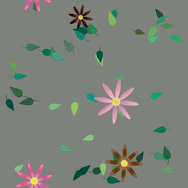 Flowers Leaves Seamless Background Vector Illustration — Stock Vector