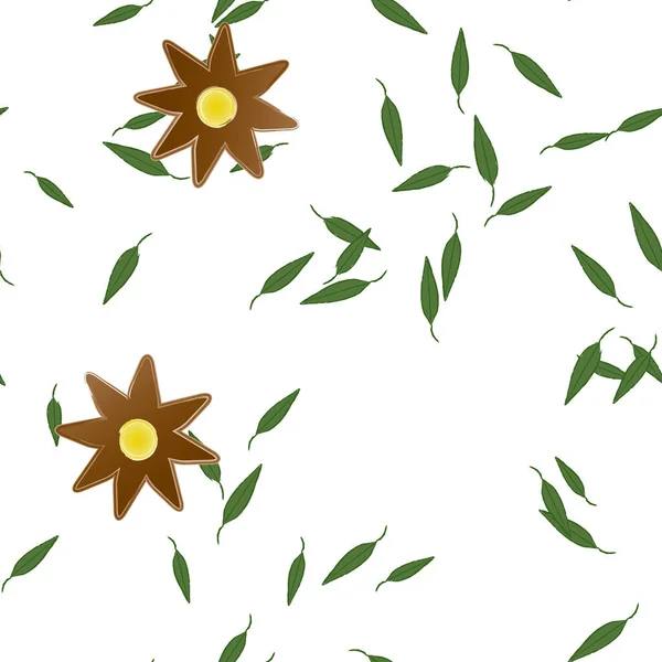 Flores Con Hojas Fondo Sin Costuras Ilustración Vectorial — Archivo Imágenes Vectoriales