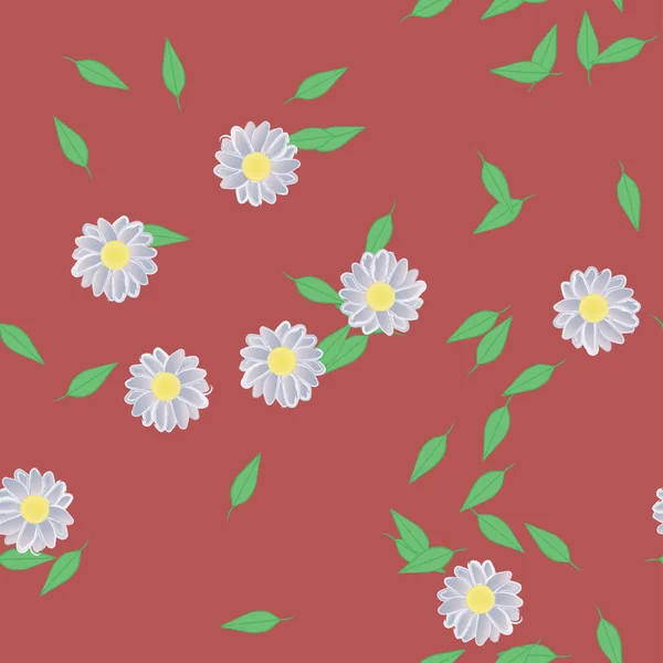 Flores Abstractas Hojas Fondo Sin Costura Ilustración Vectorial — Vector de stock