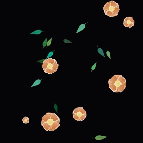 Fleurs Avec Feuilles Fond Sans Couture Illustration Vectorielle — Image vectorielle