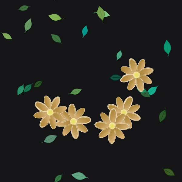 Flowers Leaves Seamless Background Vector Illustration — Stock Vector