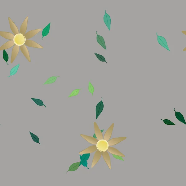 Fleurs Avec Feuilles Fond Sans Couture Illustration Vectorielle — Image vectorielle