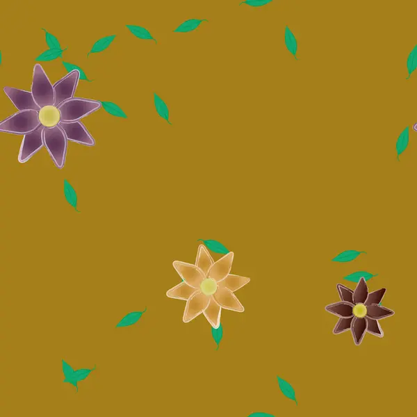 Flores Con Hojas Fondo Sin Costuras Ilustración Vectorial — Vector de stock