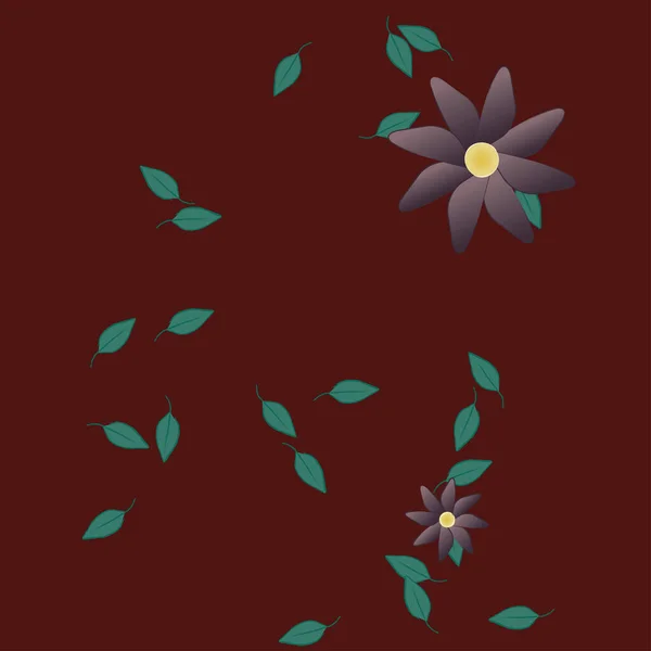 Fleurs Avec Feuilles Fond Sans Couture Illustration Vectorielle — Image vectorielle