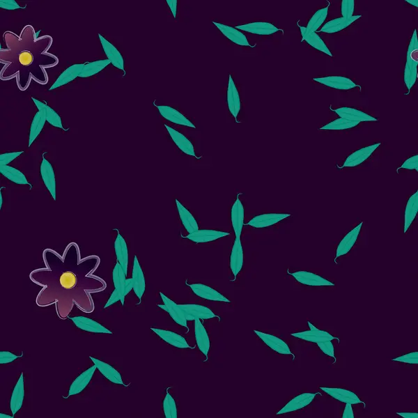 Flores Con Hojas Fondo Sin Costuras Ilustración Vectorial — Archivo Imágenes Vectoriales