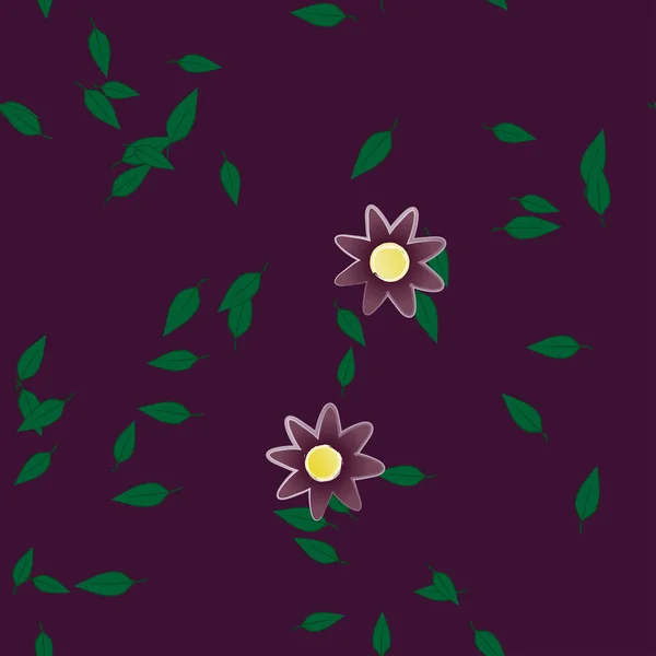 Flores Con Hojas Fondo Sin Costuras Ilustración Vectorial — Vector de stock