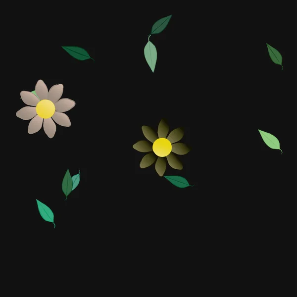 Fleurs Avec Feuilles Fond Sans Couture Illustration Vectorielle — Image vectorielle