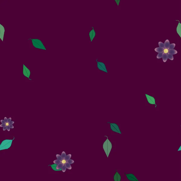 Flores Con Hojas Fondo Sin Costuras Ilustración Vectorial — Vector de stock