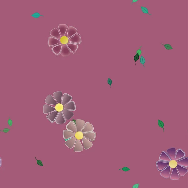 Fleurs Avec Feuilles Fond Sans Couture Illustration Vectorielle — Image vectorielle