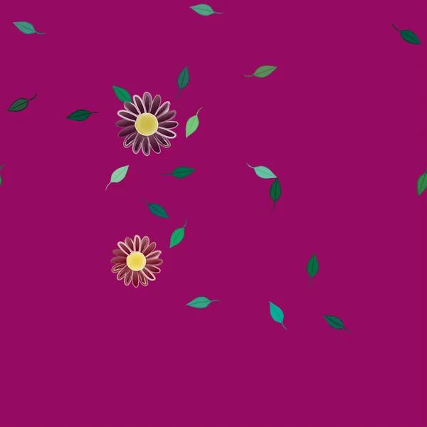 Flores Con Hojas Fondo Sin Costuras Ilustración Vectorial — Vector de stock