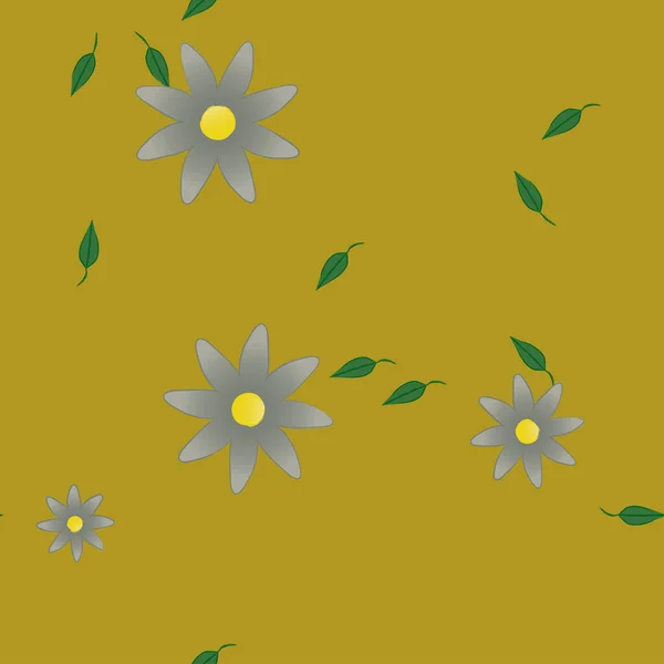 Fleurs Avec Feuilles Fond Sans Couture Illustration Vectorielle — Image vectorielle