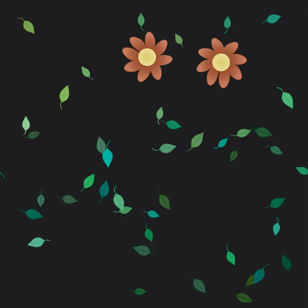 Αφηρημένα Λουλούδια Και Αφήνει Αδιάλειπτη Φόντο Διανυσματική Απεικόνιση — Διανυσματικό Αρχείο