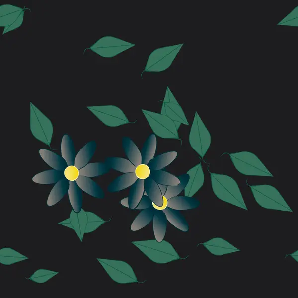 Flores Con Hojas Fondo Sin Costuras Ilustración Vectorial — Vector de stock