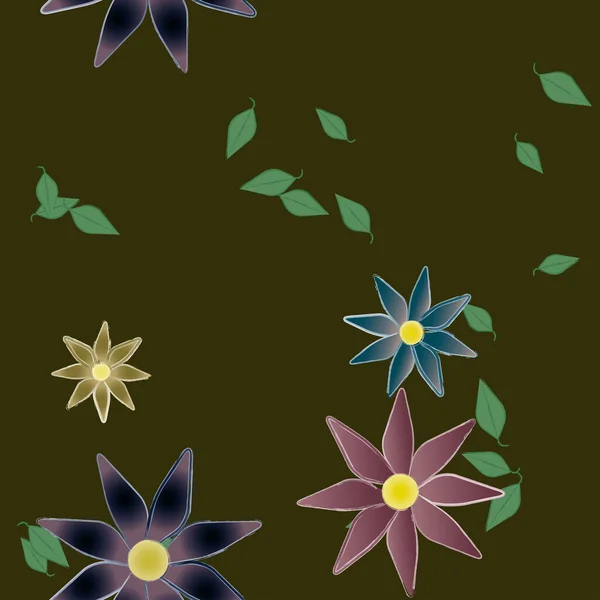 Abstrato Flores Folhas Sem Costura Fundo Ilustração Vetorial —  Vetores de Stock